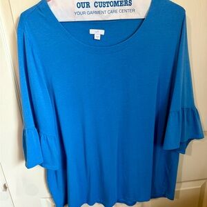 Fabulous Blue Women's Top w Ruffled Sleeves